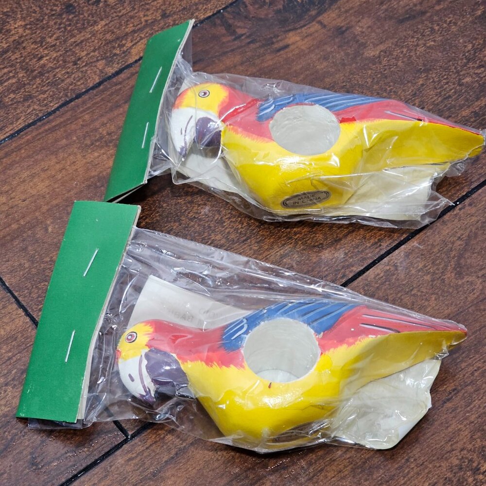 Regal Parrot Napkin Rings Set of 2 Colorful Decorative Holders